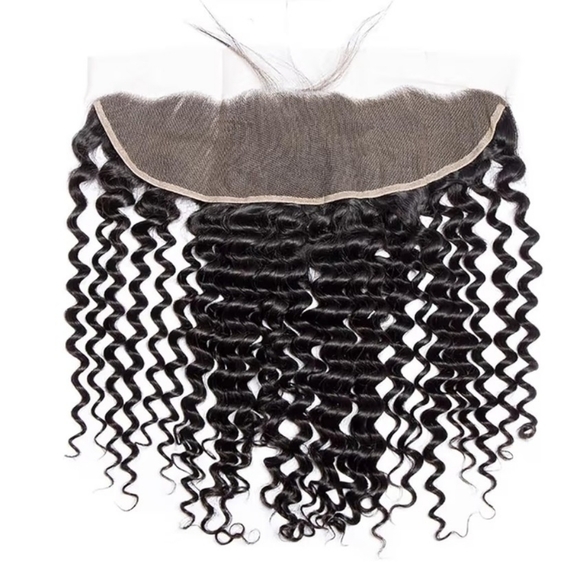 Deep Wave 13x4 Lace Frontal Closure Ear to Ear HD Lace Frontal Human Hair 16" 1B - Picture 2 of 8